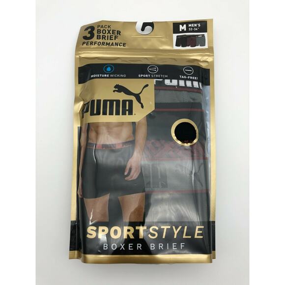 PUMA Men's Performance Sport Style Boxer Brief 3 Pack Size M 32-34 - Picture 2 of 12